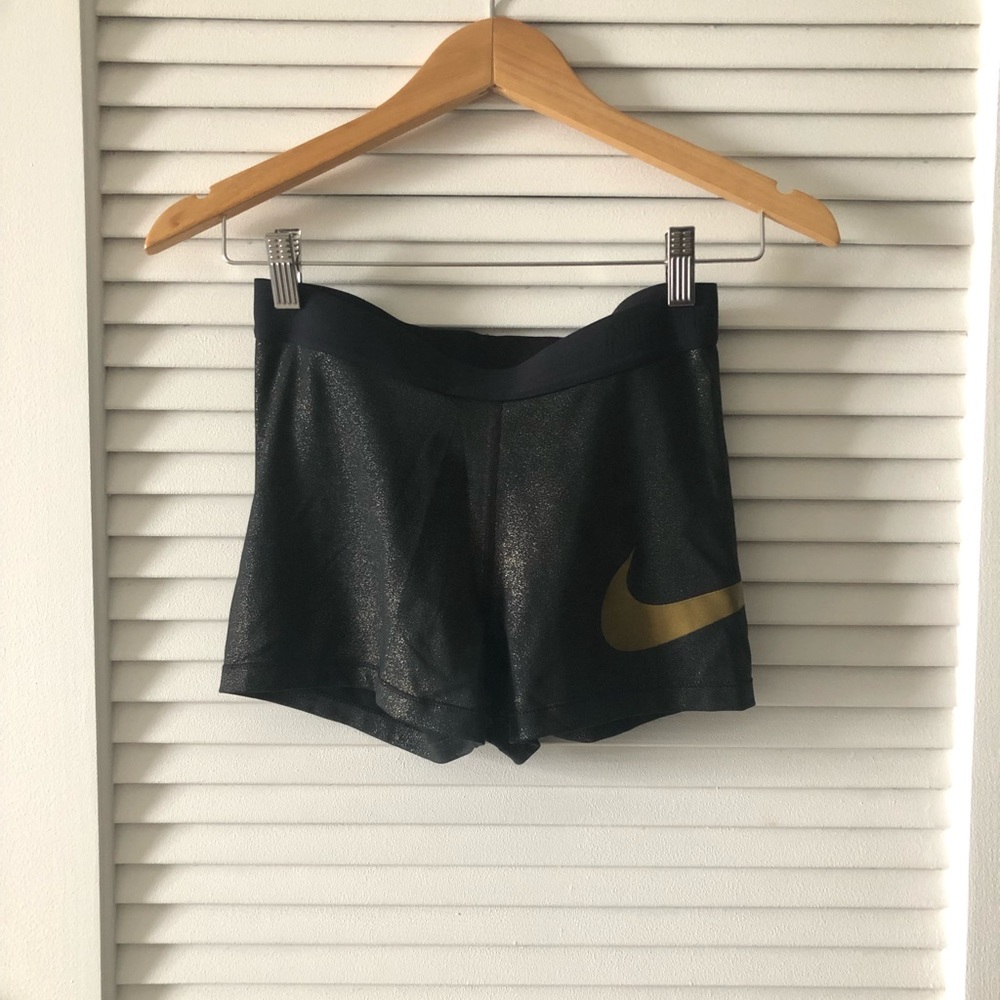 Nike gold metallic running shorts